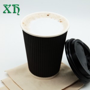 Biohajoava 12 oz ripple-tapettikuppi kuuman kahvin tukkukuppeihin